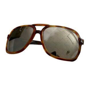 Vintage Aviator Sunglasses Mirrored Lenses Tortoise Shell Brown Made in France